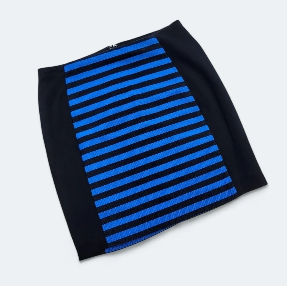 NEW Ann Taylor Black and Blue Striped Skirt Size 4 P